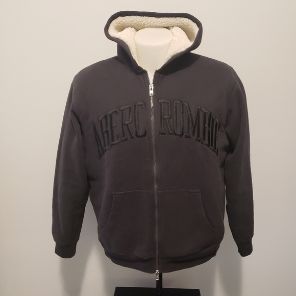 Abercrombie & Fitch Other - Abercrombie & Fitch Y2K Men's Sherpa Lined Full Zip Gray Hooded Jacket Size M.